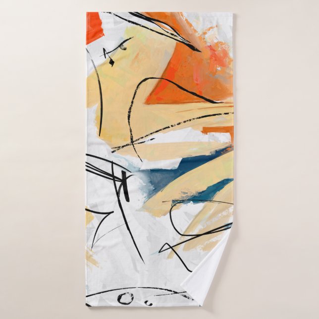 Geometric strokes abstraction. Abstract painting,  (Toalla de baño)