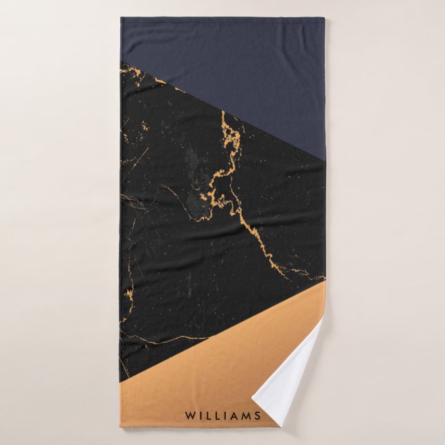 Geométrica de Mármol Dorado (Toalla de baño)