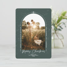 Geométrica moderna Feliz Navidad Oscura Foto Verde