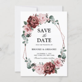 Geométrica Rosa de Mauve Rosa Dusty Save the Date