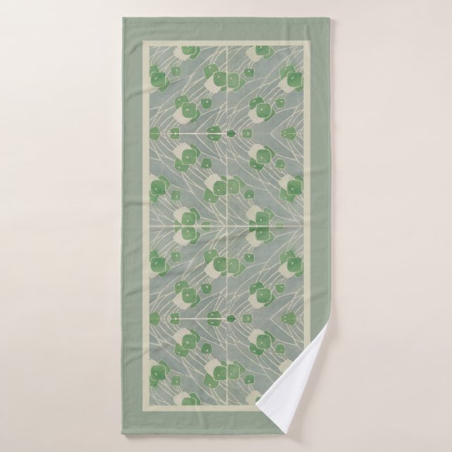 Geométrica verde 1915 Hannah Borger Overbeck (Toalla de baño)