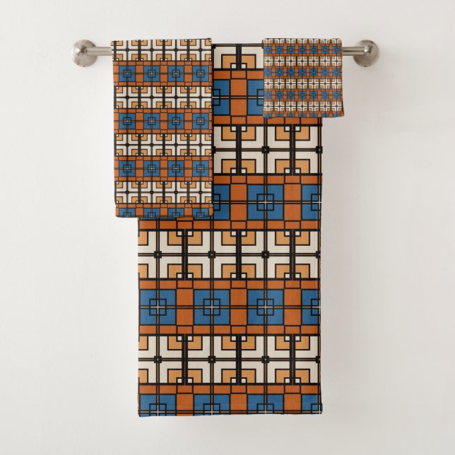 Geométrico audaz azul y terracota (In situ)