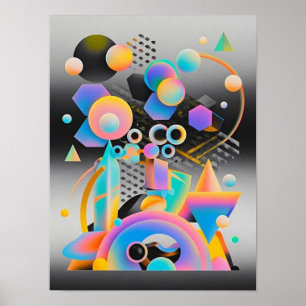 Geométrico de arte abstracto vibrante y caprichoso