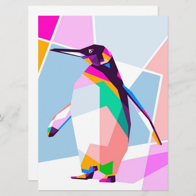 Geométrico de color pingüino | Regalo artístico (Anverso / Reverso)