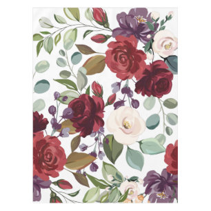 Geométrico de oro de las rosas blancas del mantel