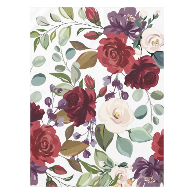 Geométrico de oro de las rosas blancas del mantel (Anverso)