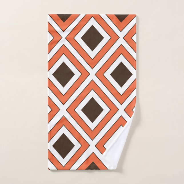 Geométrico del diamante naranja Brown (Toalla de mano)