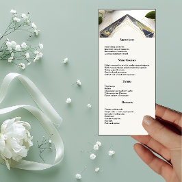 Geométrico moderno con menú de cena de flores pequ