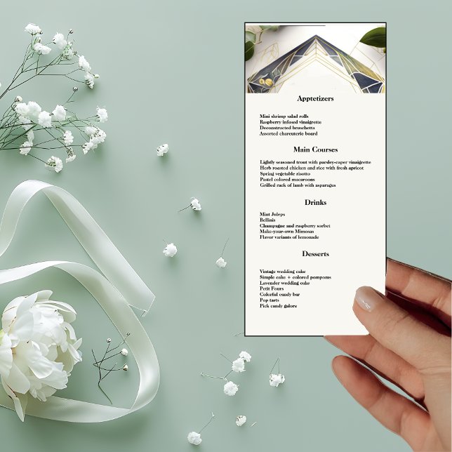 Geométrico moderno con menú de cena de flores pequ (Subido por el creador)