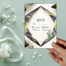 Geométrico moderno con tarjetas RSVP de flores peq