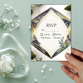 Geométrico moderno con tarjetas RSVP de flores peq