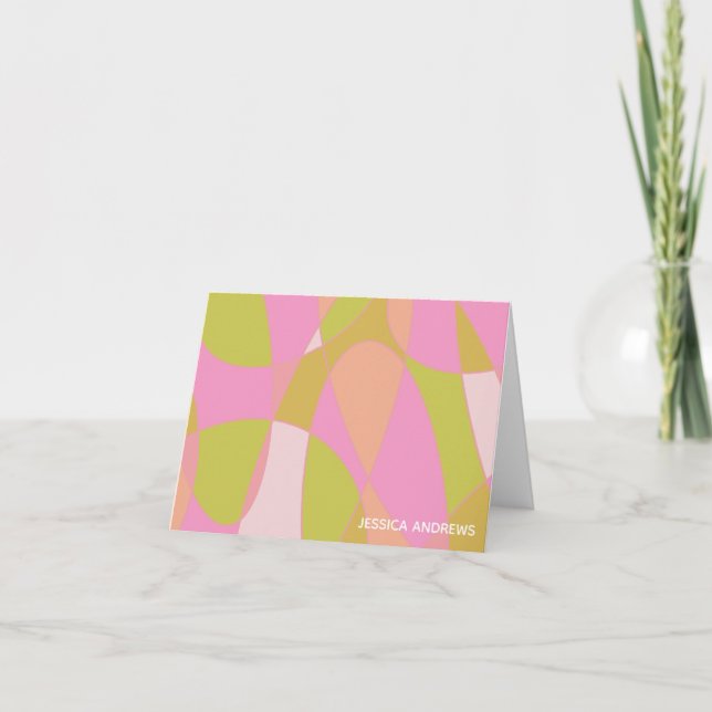 Geométrico moderno verde rosa abstracto personaliz (Anverso)