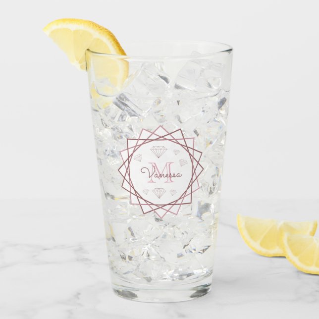 Geométrico monograma de oro Rosa moderno v2 (Anverso (hielo))