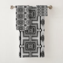 Geométrico Negro Blanco y Gris Azteca