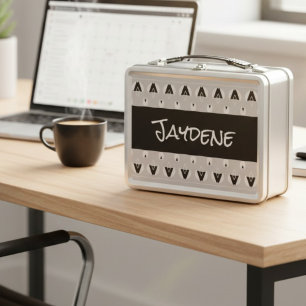 Geométrico personalizado negro y plateado moderno 