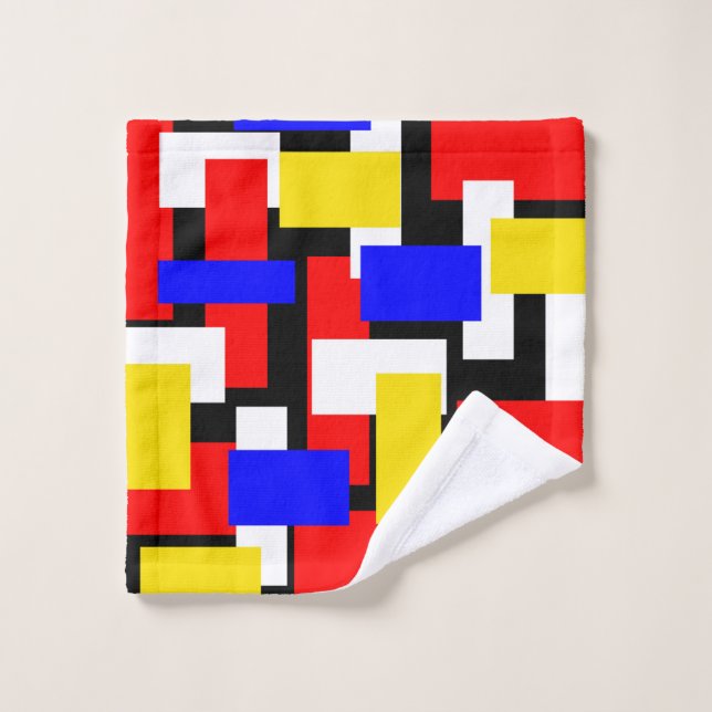 Geométrico rojo, amarillo, negro y azul (Toallita)