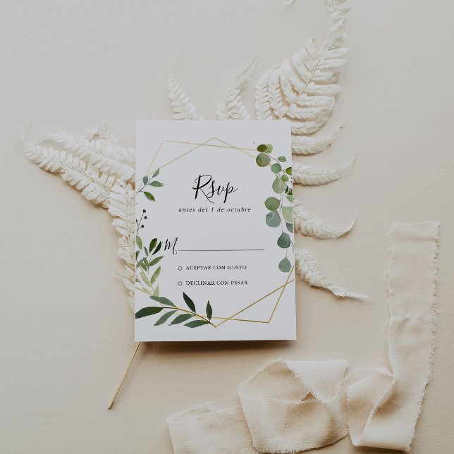 Geométrico Tropical Green deja RSVP Español (Subido por el creador)