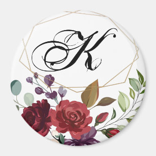 Geómetro de oro de rosas blancas de imán personali