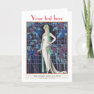 George Barbier Art Deco Moda Gracias Tarjeta