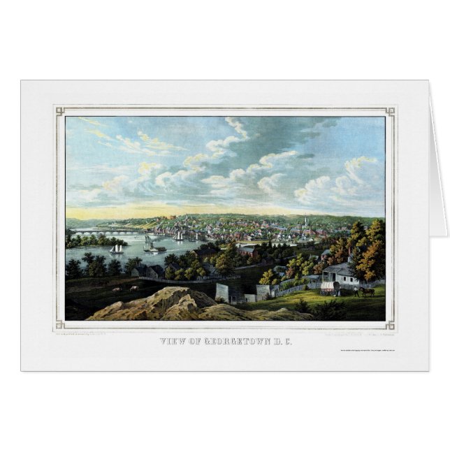 Georgetown, D.C. Panoramic Map - 1855 (Anverso (Horizontal))