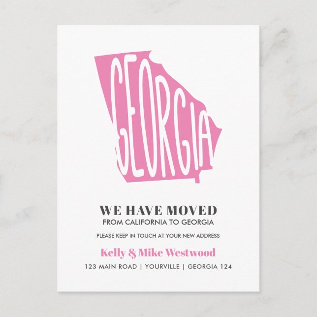 GEORGIA Hemos movido nueva dirección Nueva postal  (Anverso)
