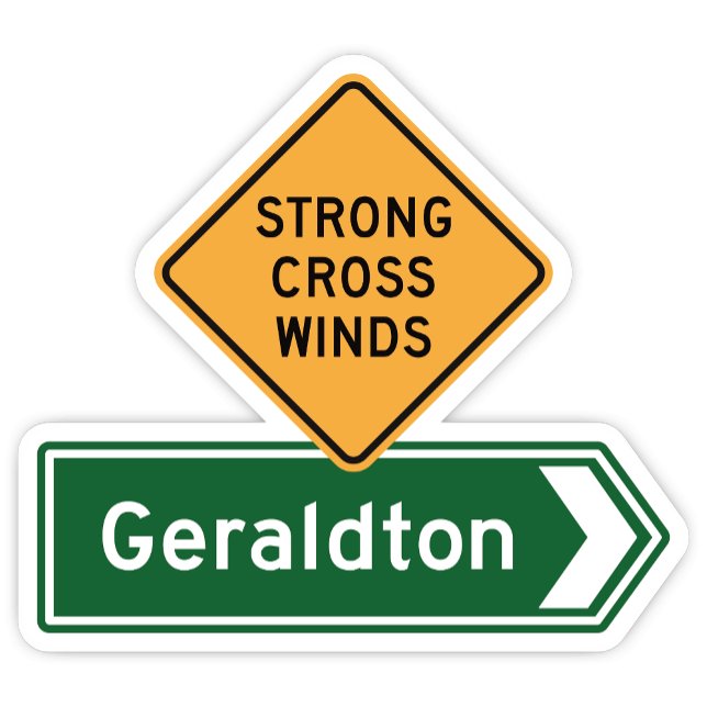 Geraldton, Pegatina del Rótulo de Autopista de Aus (Geraldton Western Australia Highway Sign Sticker)
