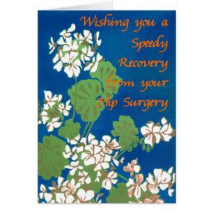 Geranios blancos sobre cirugía de cadera