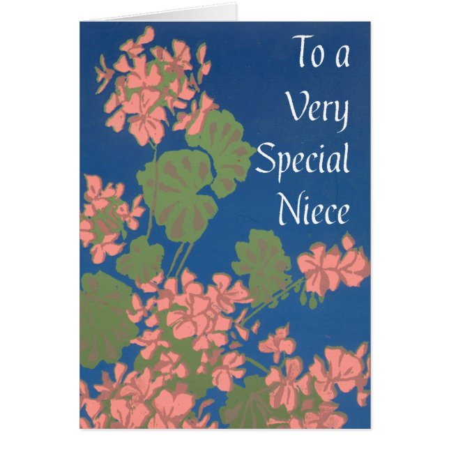 Geranios rosados de salmón en azul profundo para u (Frente)