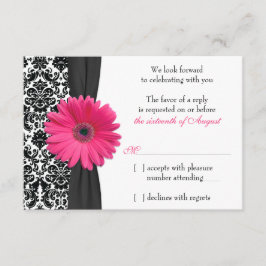 Gerber Daisy Rosa Negro Damask Respuesta RSVP Boda