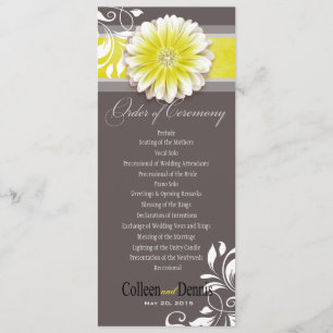 Gerber Daisy Scroll 1 Programa de bodas amarillo