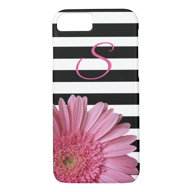 Gerber rosado Daisy y Stripes Funda para iPhone 8 (Reverso)
