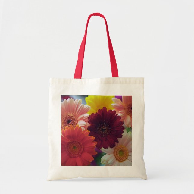 Gerbera Daisy Flores Bolsas de Arte Tote (Frente)