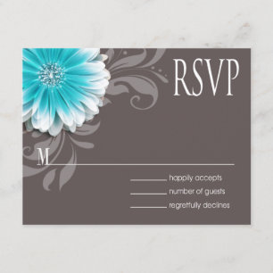 Gerbera Daisy Scroll 1 RSVP pizarra verde azulada