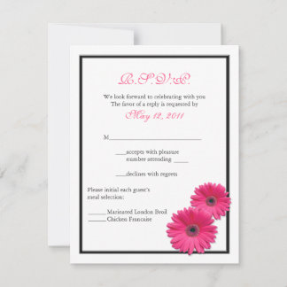 Gerbera rosa con tarjeta de respuesta de borde neg