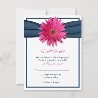 Gerbera rosa con tarjeta de respuesta de cinta de