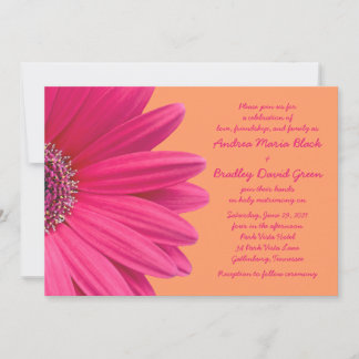 Gerbera rosa Daisy con invitación a la boda Naranj