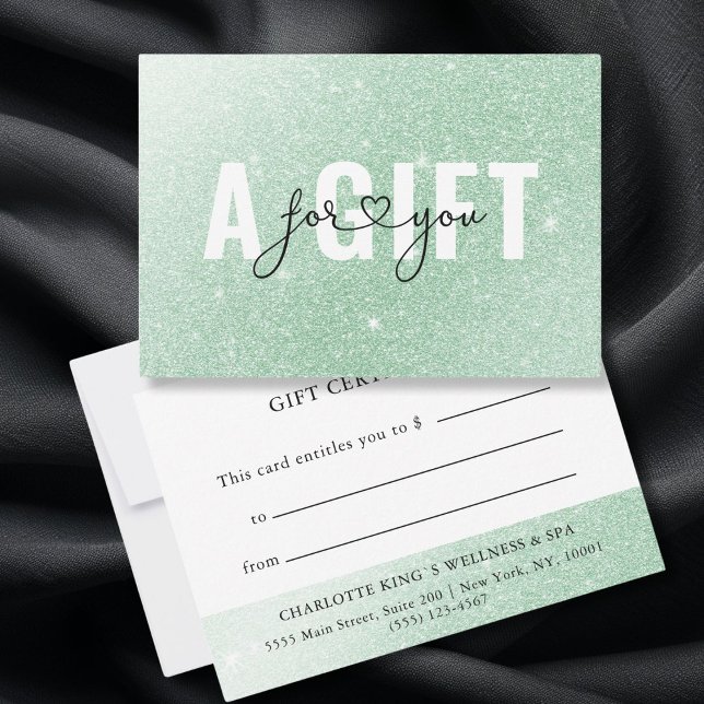 GESCHÄFTSGESCHENKZERTIFIKAT | Purpurina verde (GESCHÄFTSGESCHENKZERTIFIKAT | Green Glitter. Add a touch of glamour to your business offerings wi)