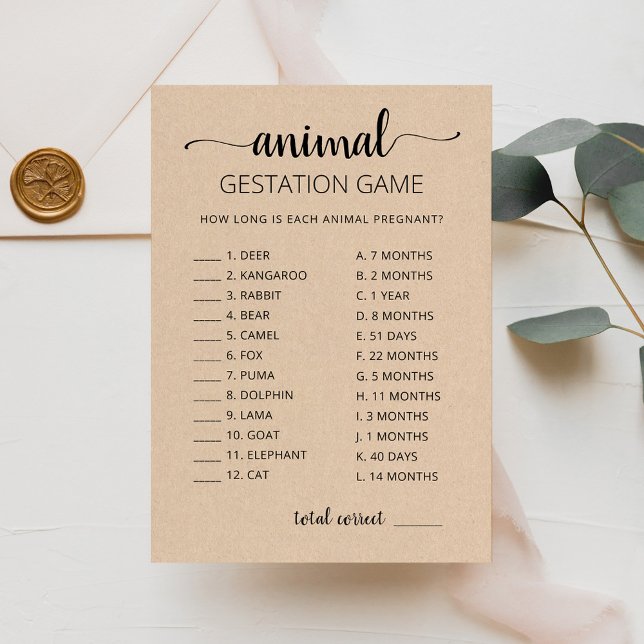 Gestación animal con tarjeta de Baby Shower de res (Subido por el creador)