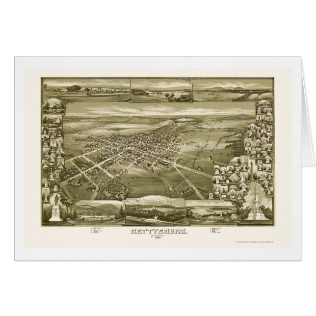Gettysburg, mapa panorámico del PA - 1888 (Anverso (Horizontal))