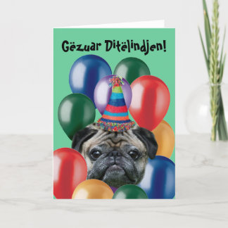 Gëzuar Ditëlindjen cumpleaños pug tarjeta de salud