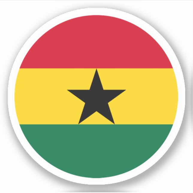 Ghana Flag Round Pegatina (Anverso)