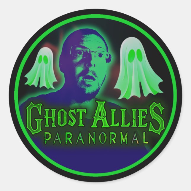 Ghost Allies Pegatinas paranormales NUEVO LOGO GRA (Anverso)