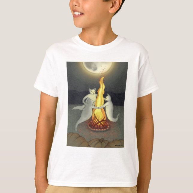 Ghost Cats Halloween Niños Camiseta (Anverso)