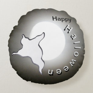 Ghost & Moon Cust. Feliz Almohada redonda de Hallo