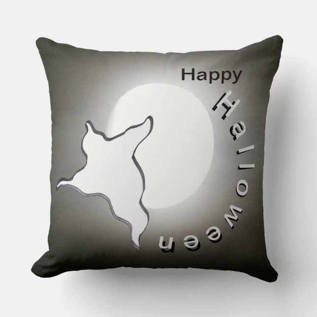 Ghost & Moon Cust. Feliz Cojín decorativo de Hallo (Anverso)