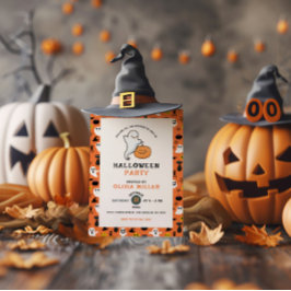 Ghost Pumpkin Spooky Halloween Party Invitación