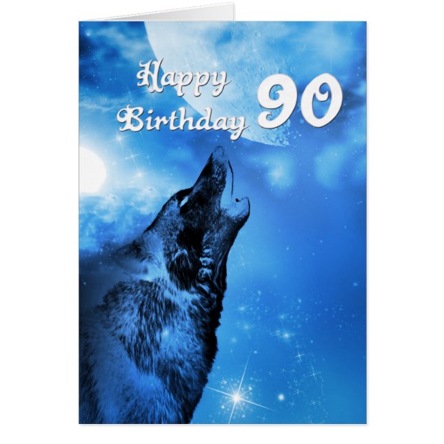 Ghost wolf howling 90th birthday card (Frente)