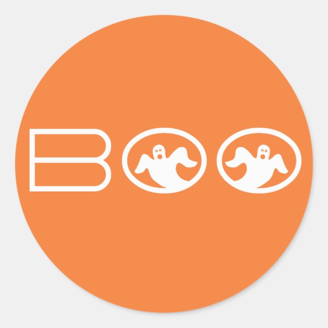 Ghostly Boo Pegatinas de Halloween, Naranja y blan (Anverso)