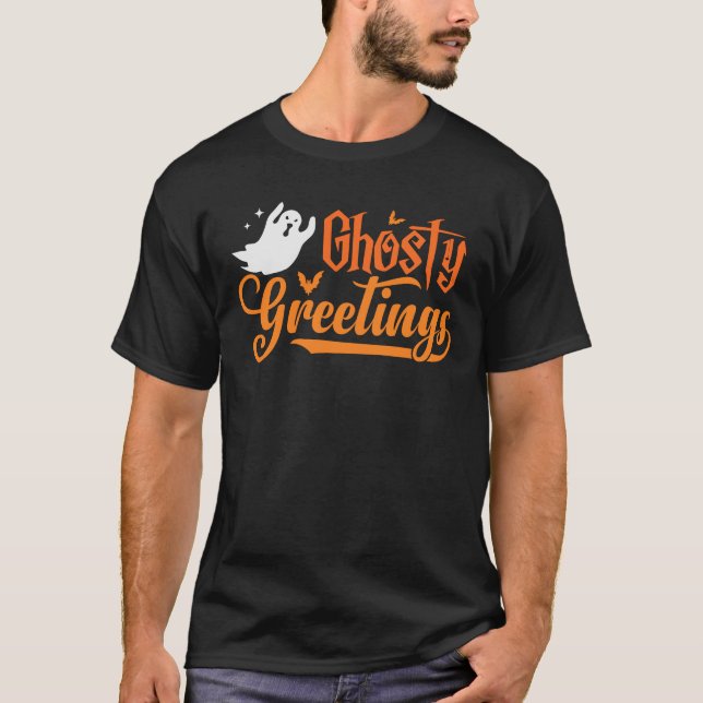Ghostly Greetings Halloween Ghost Costume Camiseta (Anverso)