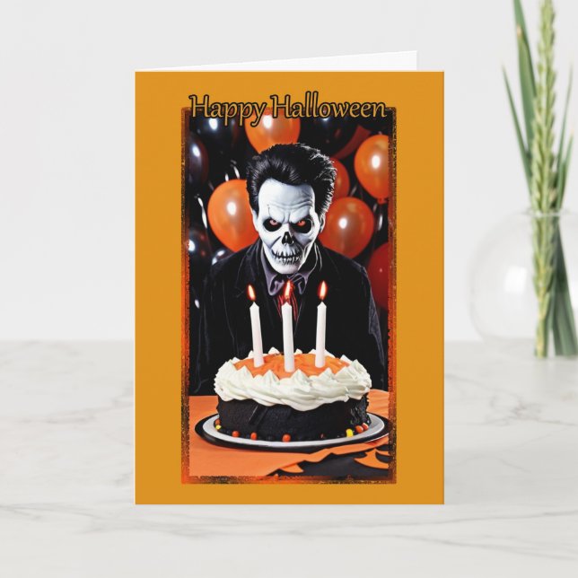 Ghoulish Feliz cumpleaños a la tarjeta de Hallowee (Anverso)